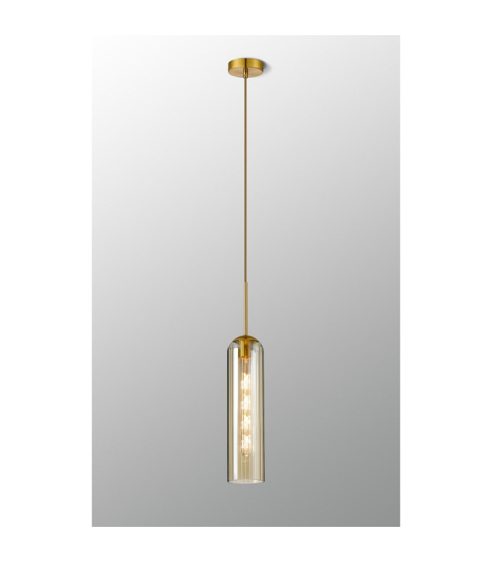 Clarkson 10cm Single Pendant 1 Light Adjustable E27 Brass Gold / Cognac-3