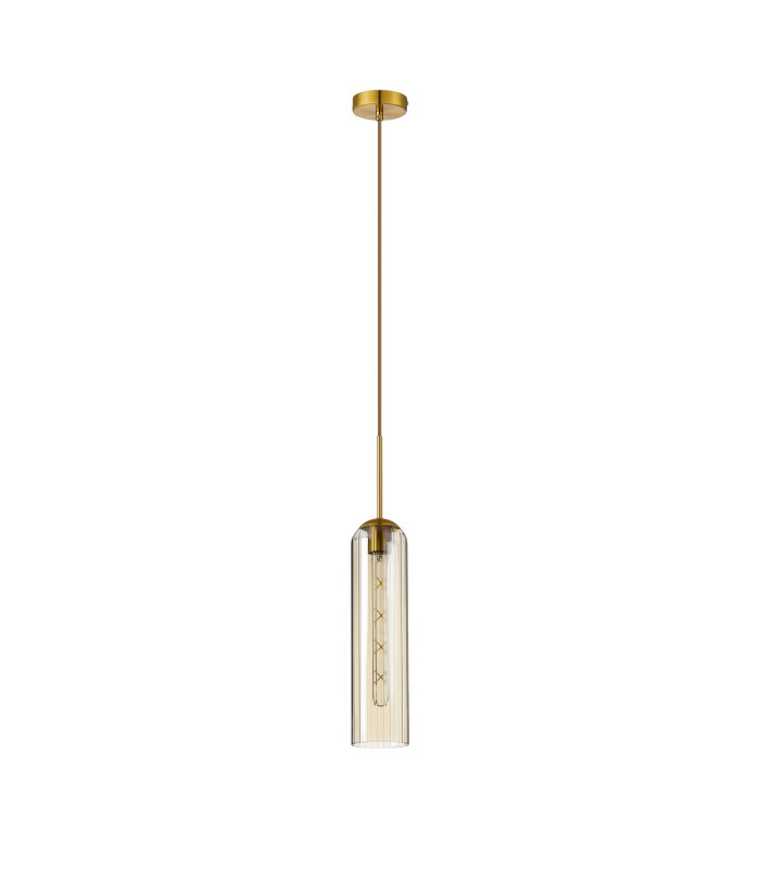 Clarkson 10cm Single Pendant 1 Light Adjustable E27 Brass Gold / Cognac-5
