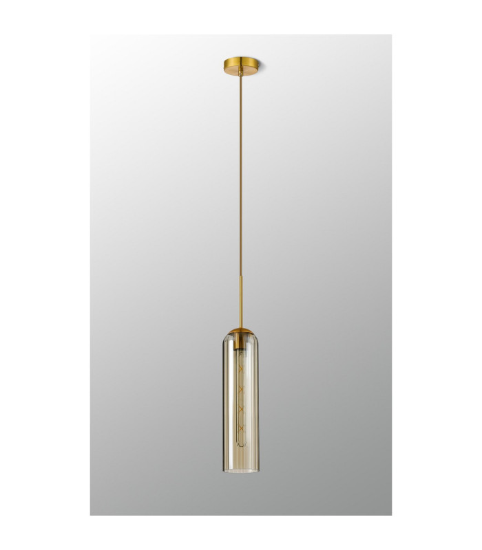 Clarkson 10cm Single Pendant 1 Light Adjustable E27 Brass Gold / Cognac-9