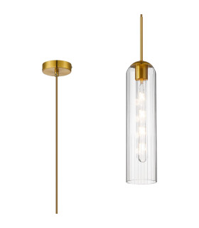 Clarkson 10cm Single Pendant 1 Light Adjustable E27 Brass Gold / Clear-1