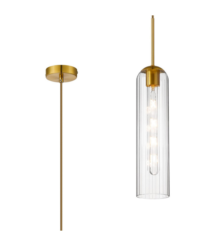 Clarkson 10cm Single Pendant 1 Light Adjustable E27 Brass Gold / Clear-1