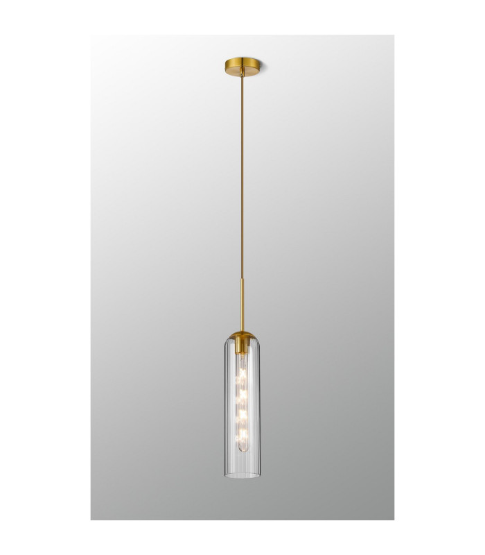 Clarkson 10cm Single Pendant 1 Light Adjustable E27 Brass Gold / Clear-3