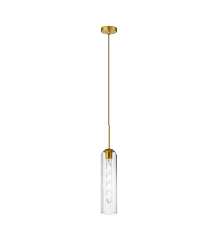 Clarkson 10cm Single Pendant 1 Light Adjustable E27 Brass Gold / Clear-4