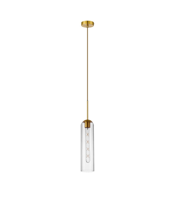 Clarkson 10cm Single Pendant 1 Light Adjustable E27 Brass Gold / Clear-5