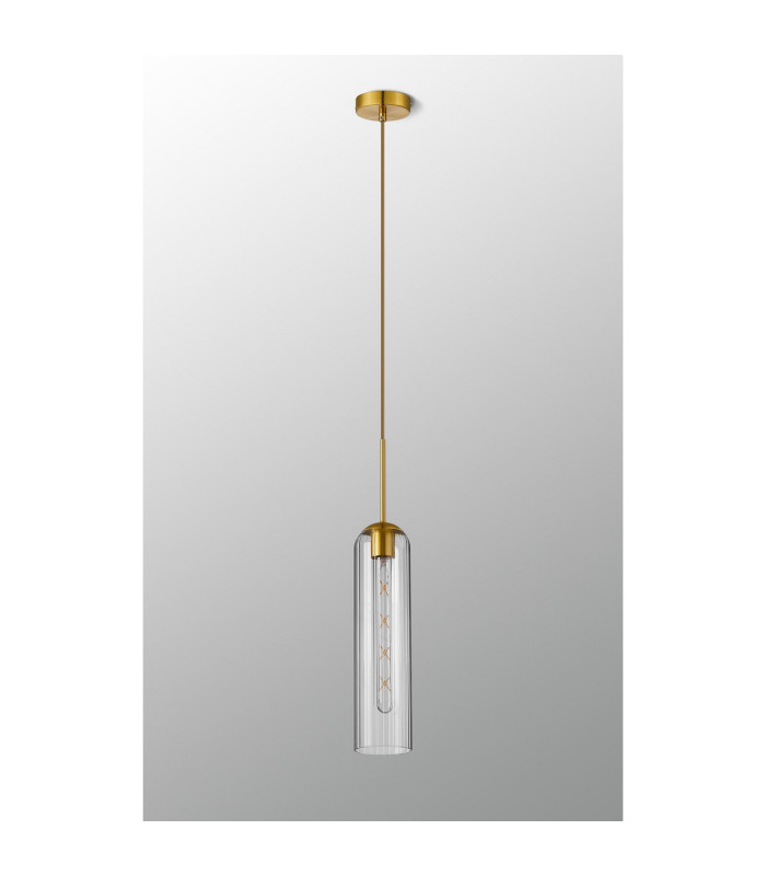 Clarkson 10cm Single Pendant 1 Light Adjustable E27 Brass Gold / Clear-9
