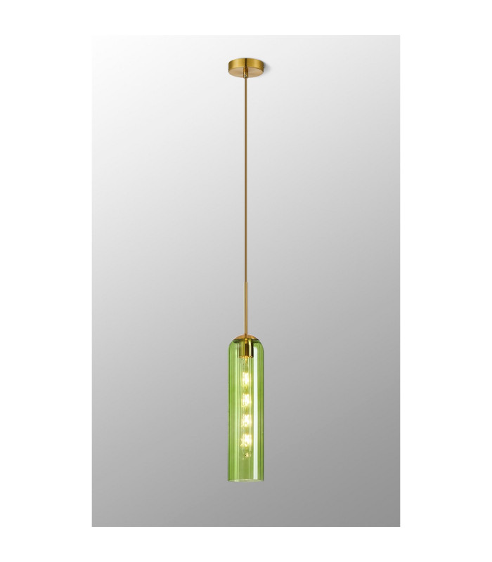 Clarkson 10cm Single Pendant 1 Light Adjustable E27 Brass Gold / Green-3