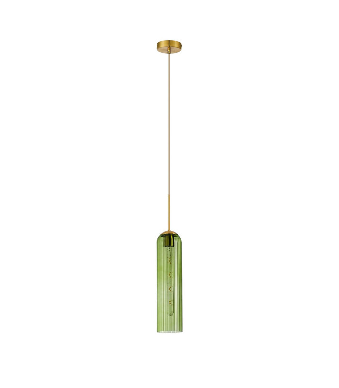 Clarkson 10cm Single Pendant 1 Light Adjustable E27 Brass Gold / Green-5