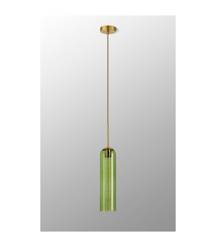 Clarkson 10cm Single Pendant 1 Light Adjustable E27 Brass Gold / Green-9