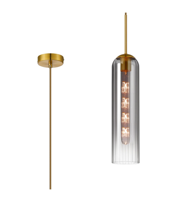 Clarkson 10cm Single Pendant 1 Light Adjustable E27 Brass Gold / Smoke Fade-1