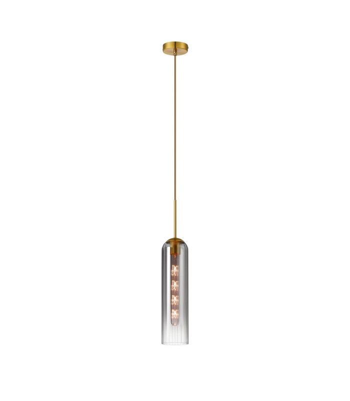 Clarkson 10cm Single Pendant 1 Light Adjustable E27 Brass Gold / Smoke Fade-3