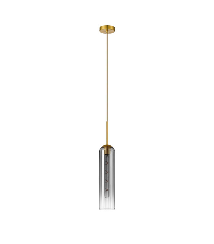 Clarkson 10cm Single Pendant 1 Light Adjustable E27 Brass Gold / Smoke Fade-4