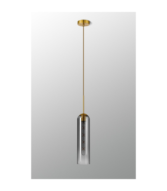 Clarkson 10cm Single Pendant 1 Light Adjustable E27 Brass Gold / Smoke Fade-8