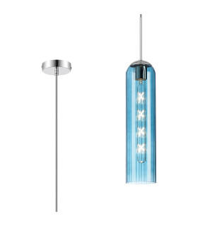 Clarkson 10cm Single Pendant 1 Light Adjustable E27 Polished Nickel / Blue-1