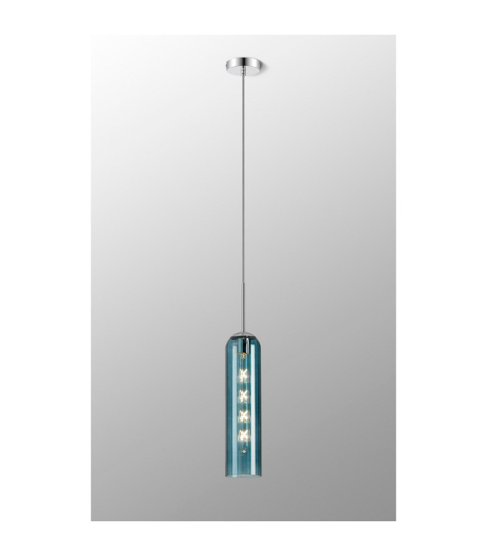 Clarkson 10cm Single Pendant 1 Light Adjustable E27 Polished Nickel / Blue-3
