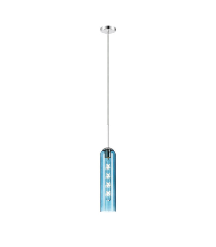 Clarkson 10cm Single Pendant 1 Light Adjustable E27 Polished Nickel / Blue-4