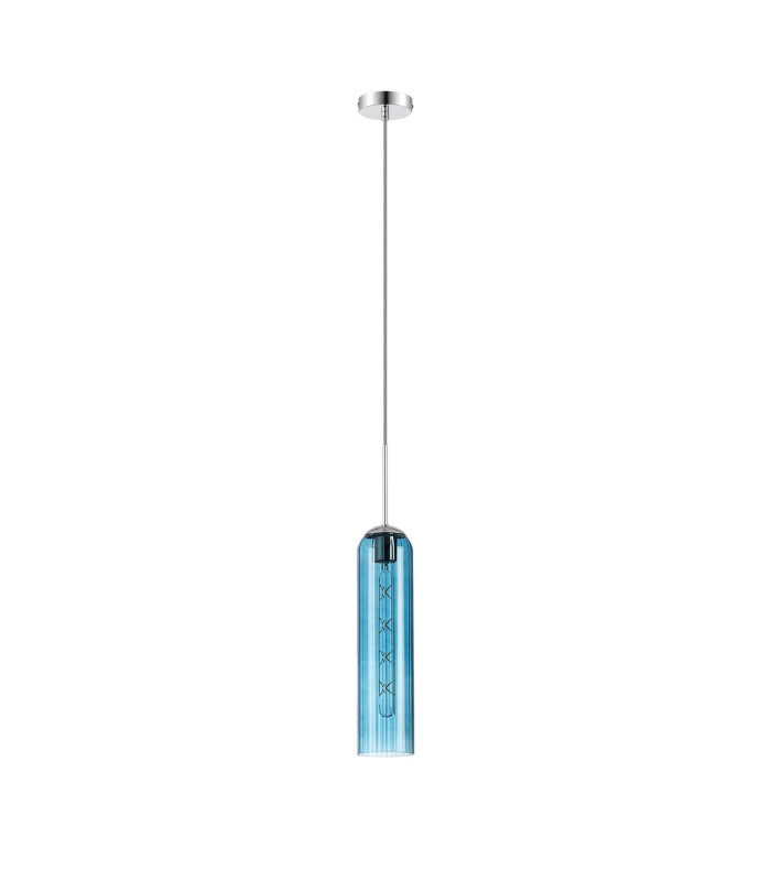 Clarkson 10cm Single Pendant 1 Light Adjustable E27 Polished Nickel / Blue-5