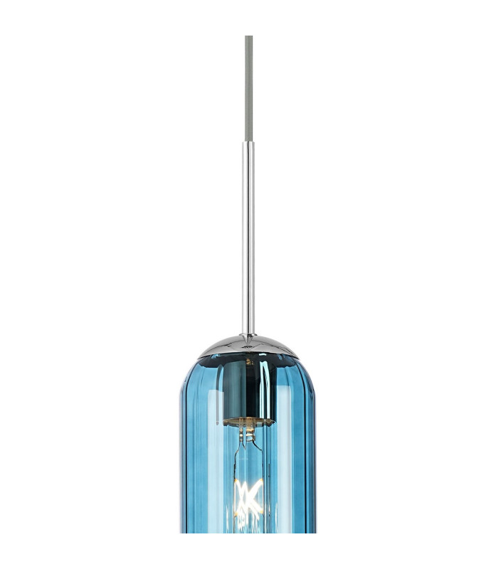 Clarkson 10cm Single Pendant 1 Light Adjustable E27 Polished Nickel / Blue-7