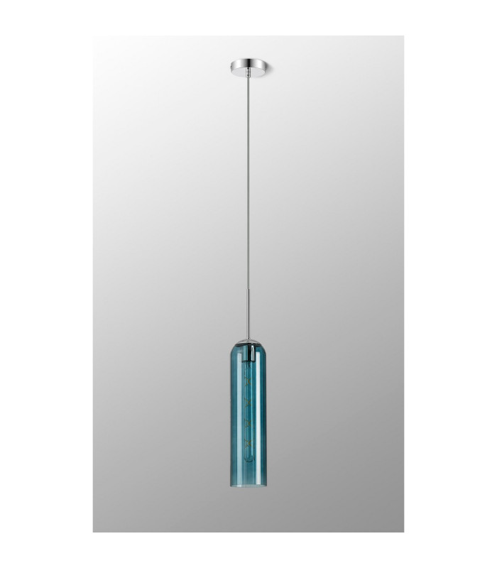 Clarkson 10cm Single Pendant 1 Light Adjustable E27 Polished Nickel / Blue-9