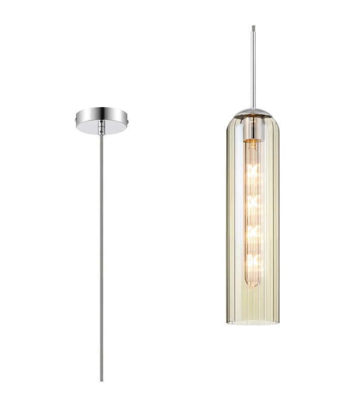 Clarkson 10cm Single Pendant 1 Light Adjustable E27 Polished Nickel / Cognac-1
