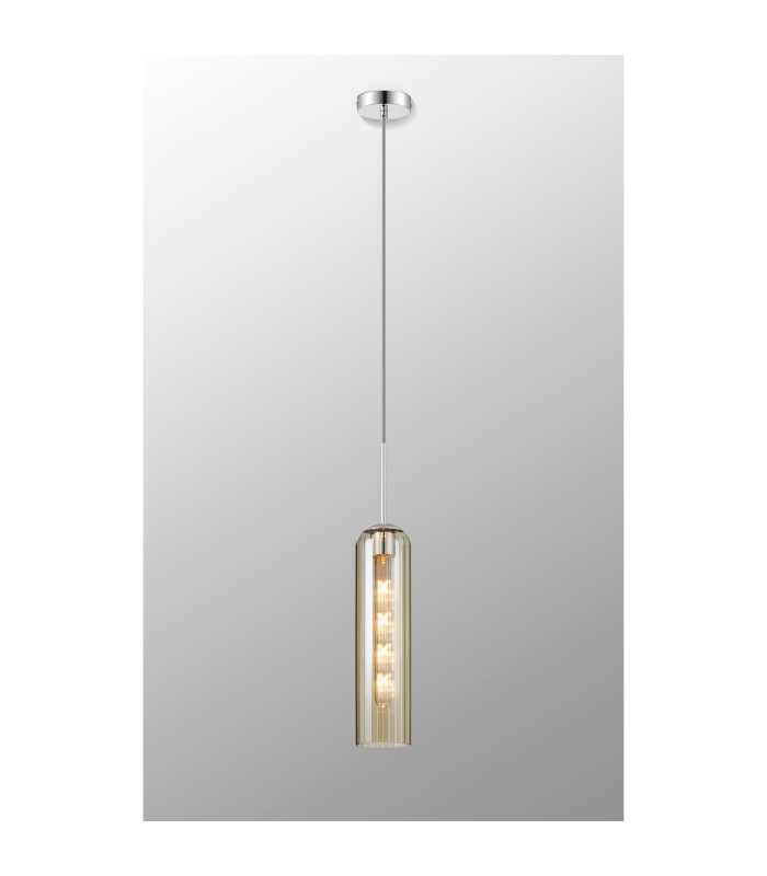Clarkson 10cm Single Pendant 1 Light Adjustable E27 Polished Nickel / Cognac-3