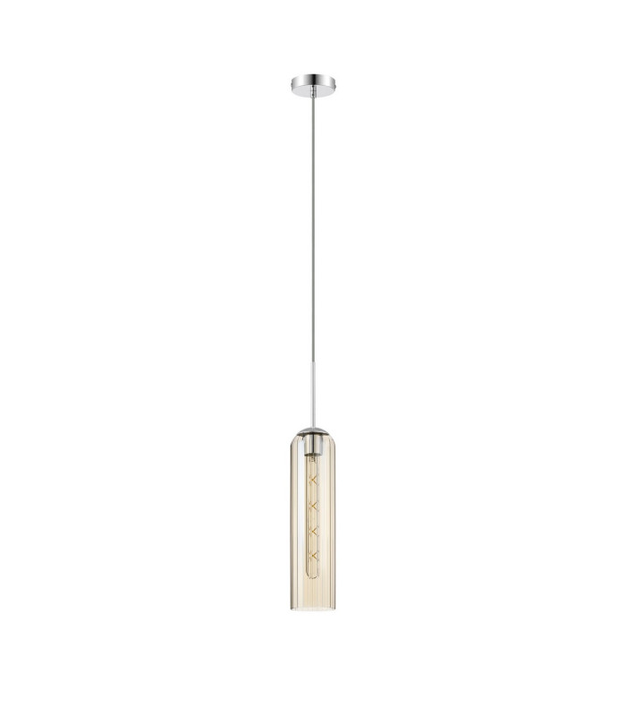 Clarkson 10cm Single Pendant 1 Light Adjustable E27 Polished Nickel / Cognac-5