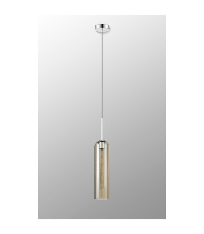 Clarkson 10cm Single Pendant 1 Light Adjustable E27 Polished Nickel / Cognac-9