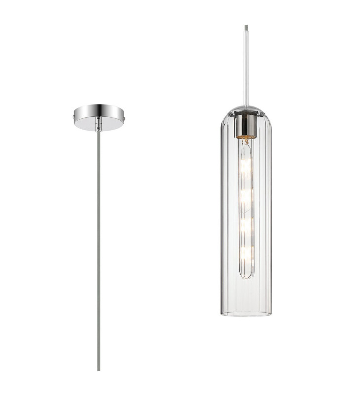 Clarkson 10cm Single Pendant 1 Light Adjustable E27 Polished Nickel / Clear-1