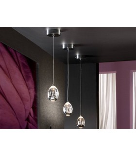 Integrated LED Crystal Cluster Drop Ceiling Pendant Chrome Bubble Effect - 1