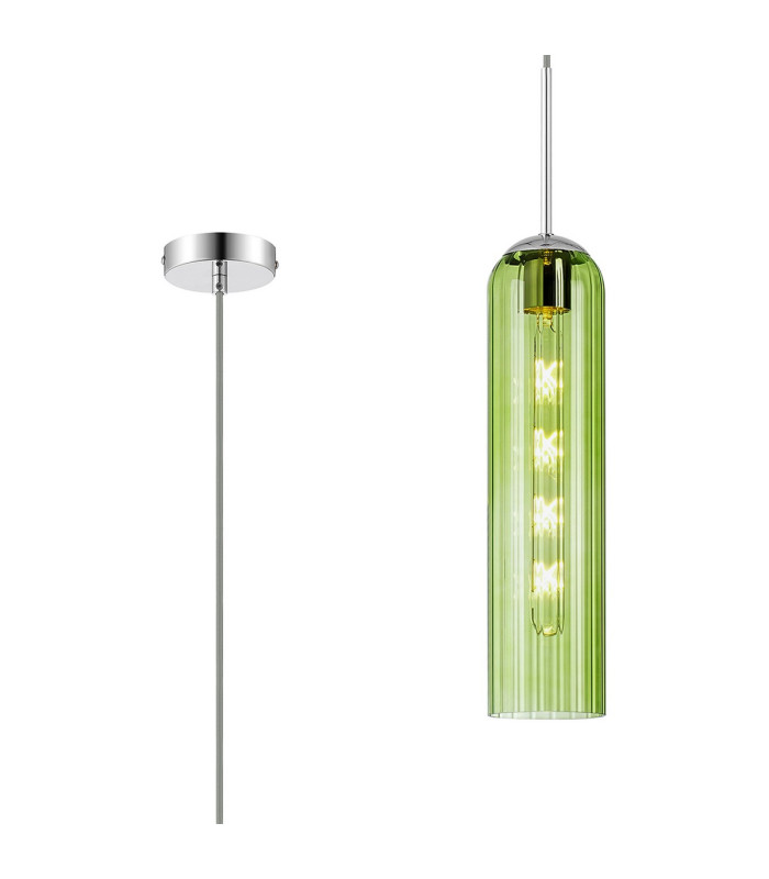 Clarkson 10cm Single Pendant 1 Light Adjustable E27 Polished Nickel / Green-1