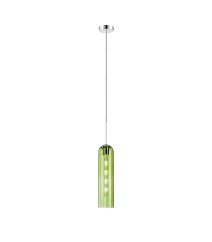 Clarkson 10cm Single Pendant 1 Light Adjustable E27 Polished Nickel / Green-4
