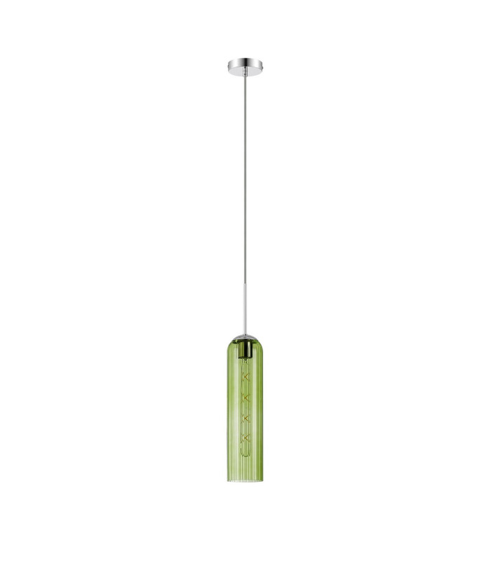Clarkson 10cm Single Pendant 1 Light Adjustable E27 Polished Nickel / Green-5