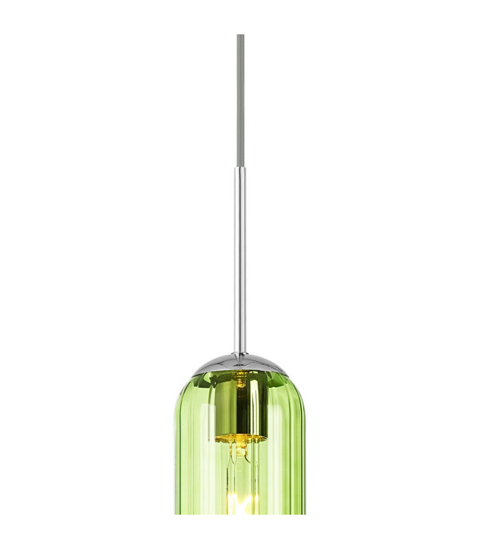 Clarkson 10cm Single Pendant 1 Light Adjustable E27 Polished Nickel / Green-7