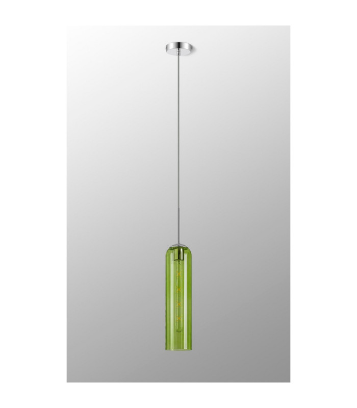 Clarkson 10cm Single Pendant 1 Light Adjustable E27 Polished Nickel / Green-9