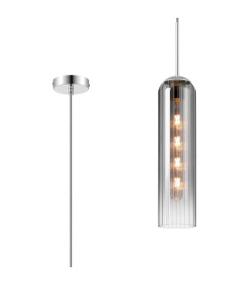 Clarkson 10cm Single Pendant 1 Light Adjustable E27 Polished Nickel / Smoke Fade-1