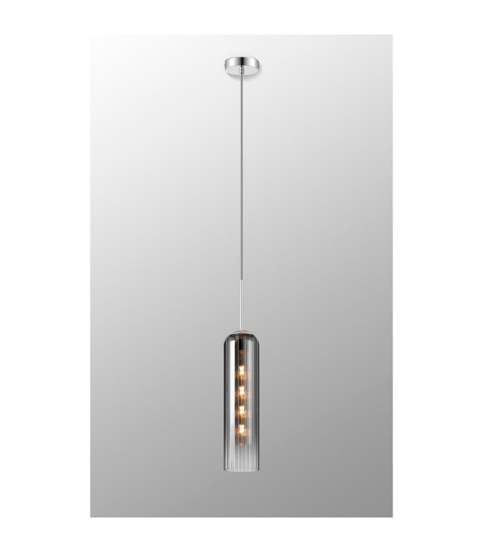 Clarkson 10cm Single Pendant 1 Light Adjustable E27 Polished Nickel / Smoke Fade-3