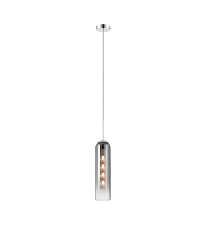 Clarkson 10cm Single Pendant 1 Light Adjustable E27 Polished Nickel / Smoke Fade-4