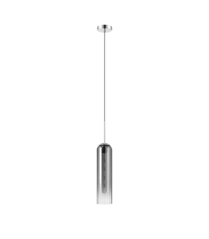 Clarkson 10cm Single Pendant 1 Light Adjustable E27 Polished Nickel / Smoke Fade-5