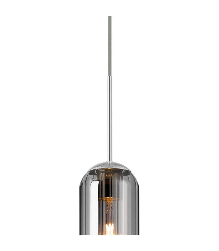 Clarkson 10cm Single Pendant 1 Light Adjustable E27 Polished Nickel / Smoke Fade-7