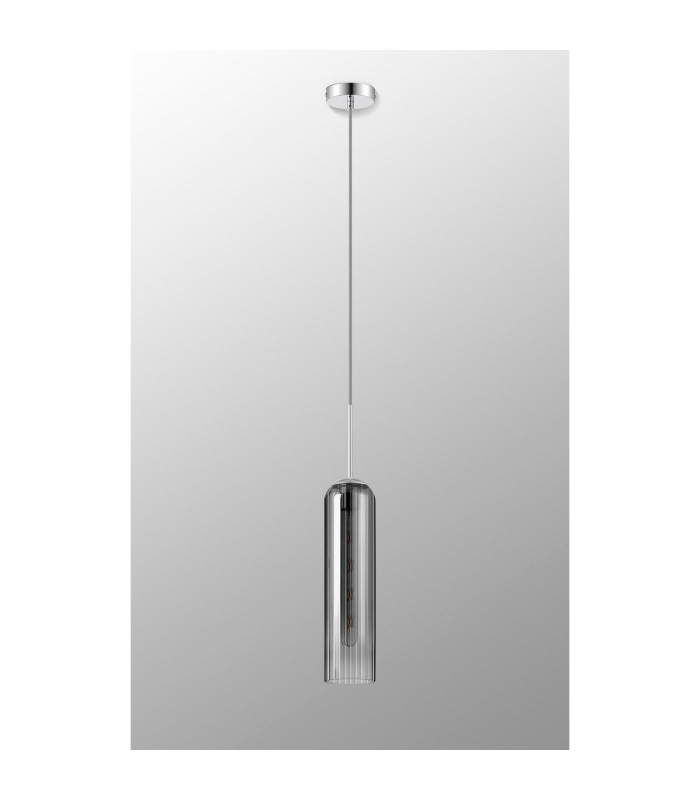Clarkson 10cm Single Pendant 1 Light Adjustable E27 Polished Nickel / Smoke Fade-9