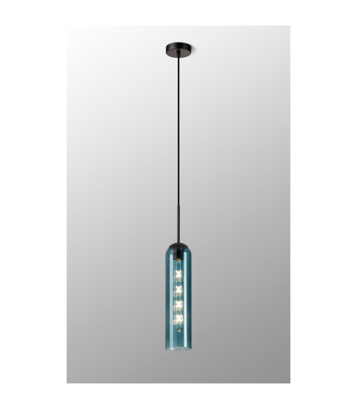 Clarkson 10cm Single Pendant 1 Light Adjustable E27 Satin Black / Blue-3