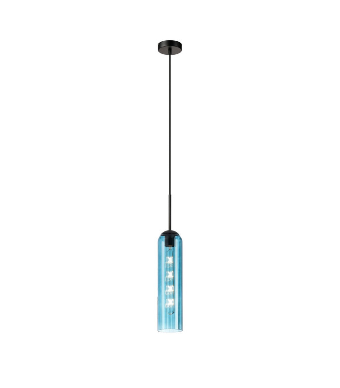 Clarkson 10cm Single Pendant 1 Light Adjustable E27 Satin Black / Blue-4