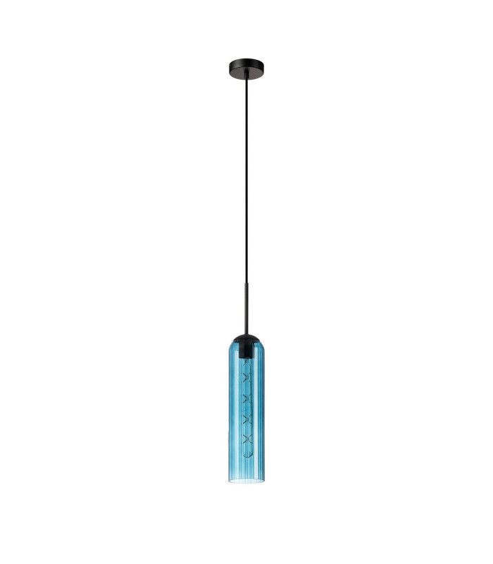 Clarkson 10cm Single Pendant 1 Light Adjustable E27 Satin Black / Blue-5
