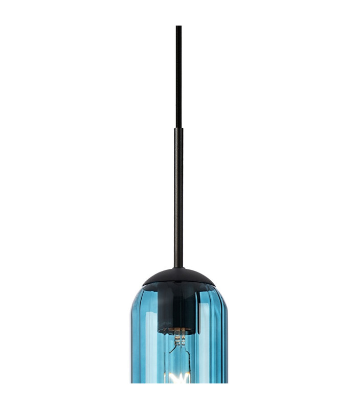 Clarkson 10cm Single Pendant 1 Light Adjustable E27 Satin Black / Blue-7