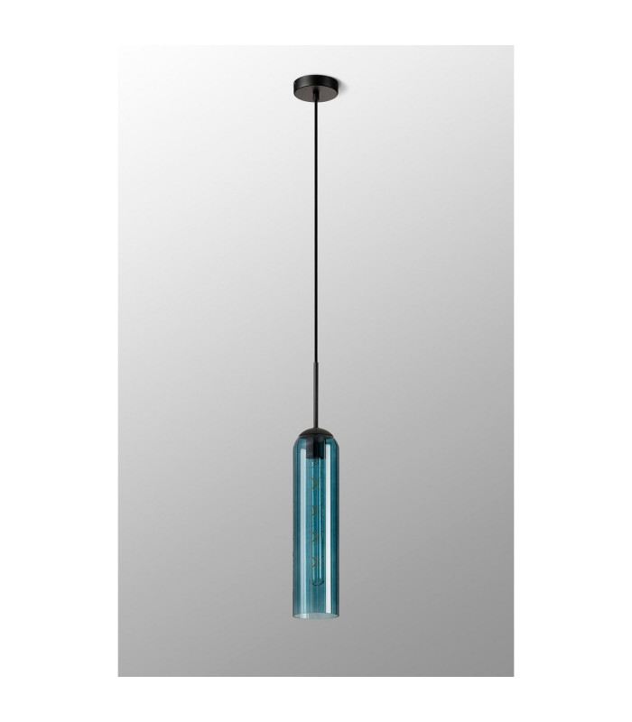 Clarkson 10cm Single Pendant 1 Light Adjustable E27 Satin Black / Blue-9