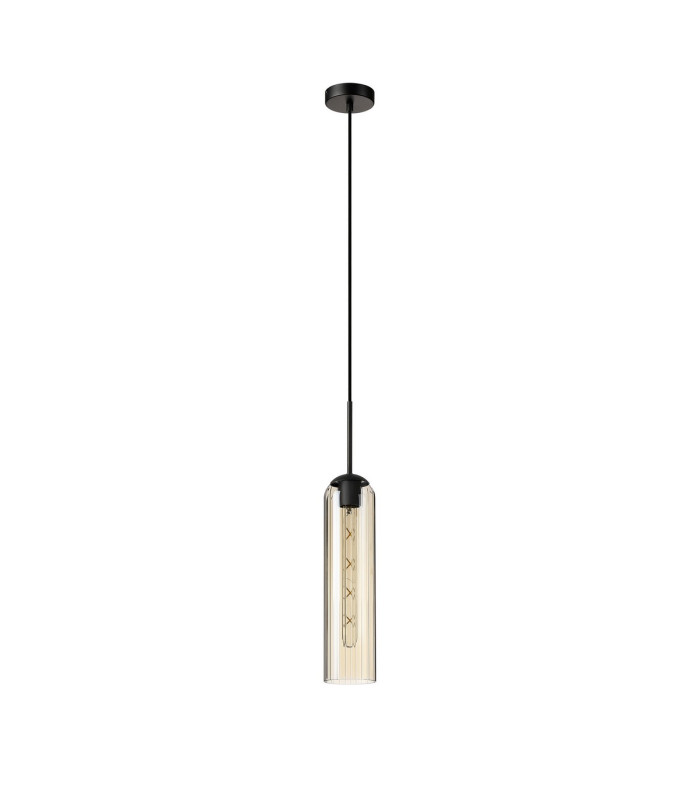 Clarkson 10cm Single Pendant 1 Light Adjustable E27 Satin Black / Cognac-5