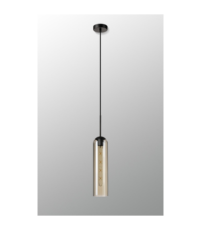 Clarkson 10cm Single Pendant 1 Light Adjustable E27 Satin Black / Cognac-9
