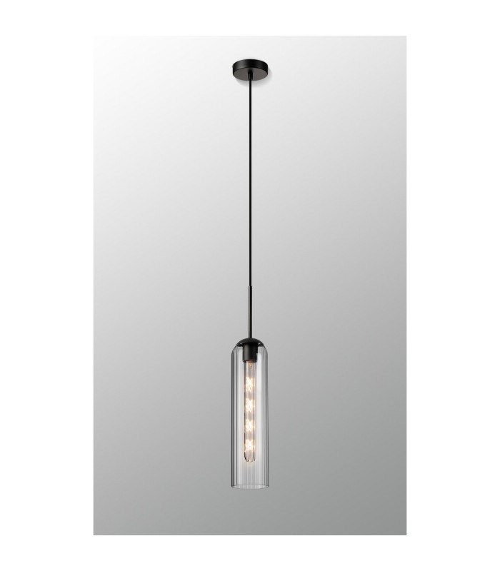 Clarkson 10cm Single Pendant 1 Light Adjustable E27 Satin Black / Clear-3