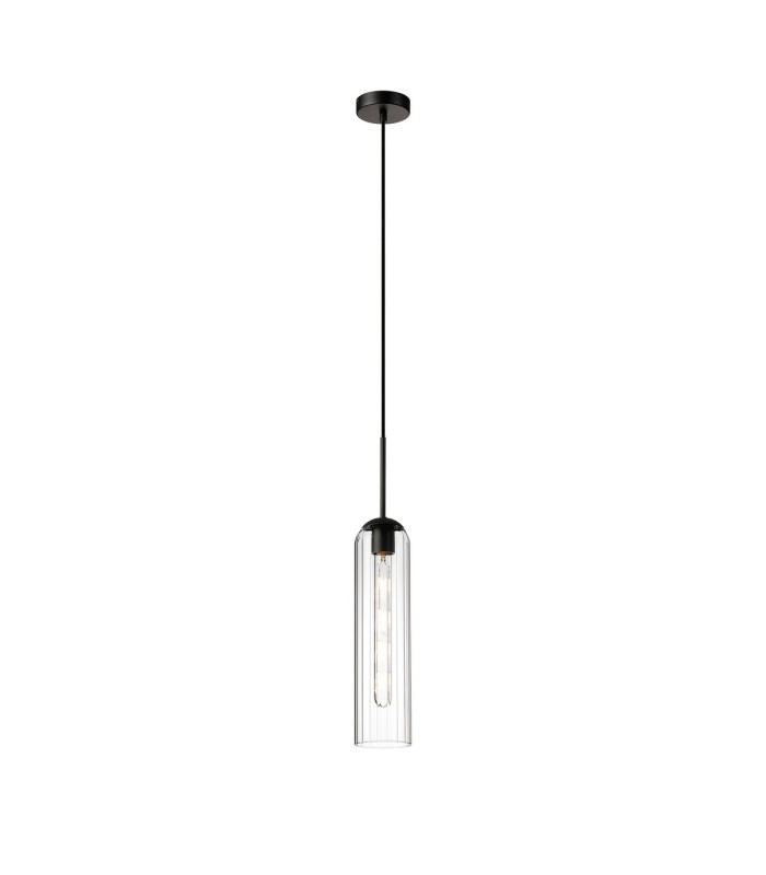 Clarkson 10cm Single Pendant 1 Light Adjustable E27 Satin Black / Clear-5