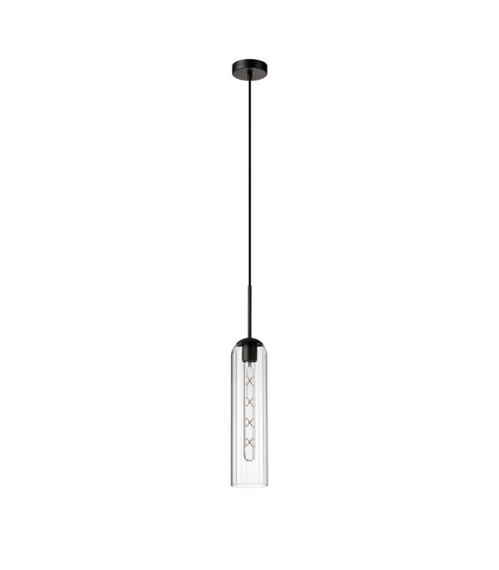 Clarkson 10cm Single Pendant 1 Light Adjustable E27 Satin Black / Clear-6