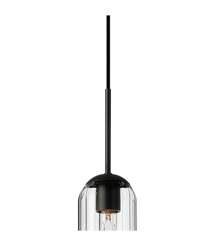 Clarkson 10cm Single Pendant 1 Light Adjustable E27 Satin Black / Clear-8